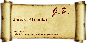 Janák Piroska névjegykártya